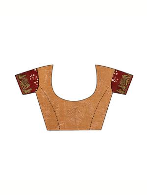 Zari bordered bandhani saree with blouse - 15607534 - Standard Image - 3