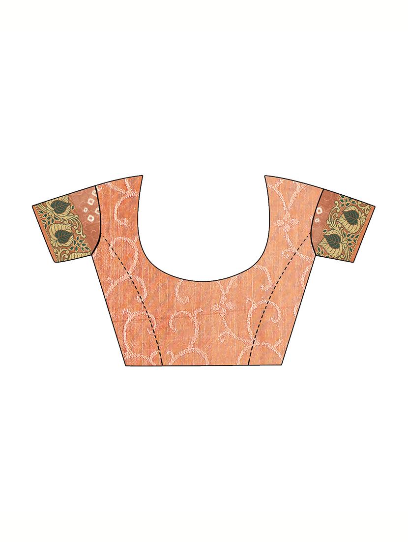 Zari bordered bandhani saree with blouse - 15607544 - Zoom Image - 3