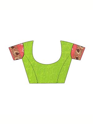 Mint green bandhani saree with blouse - 15607547 - Standard Image - 3