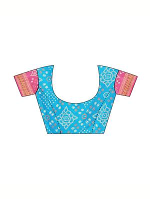 Zari bordered bandhani saree with blouse - 15607557 - Standard Image - 3