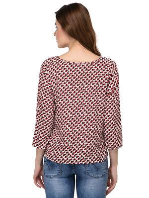 round neck geometric print top - 15607674 - Standard Image - 3