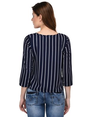 round neck striped top - 15607675 - Standard Image - 3