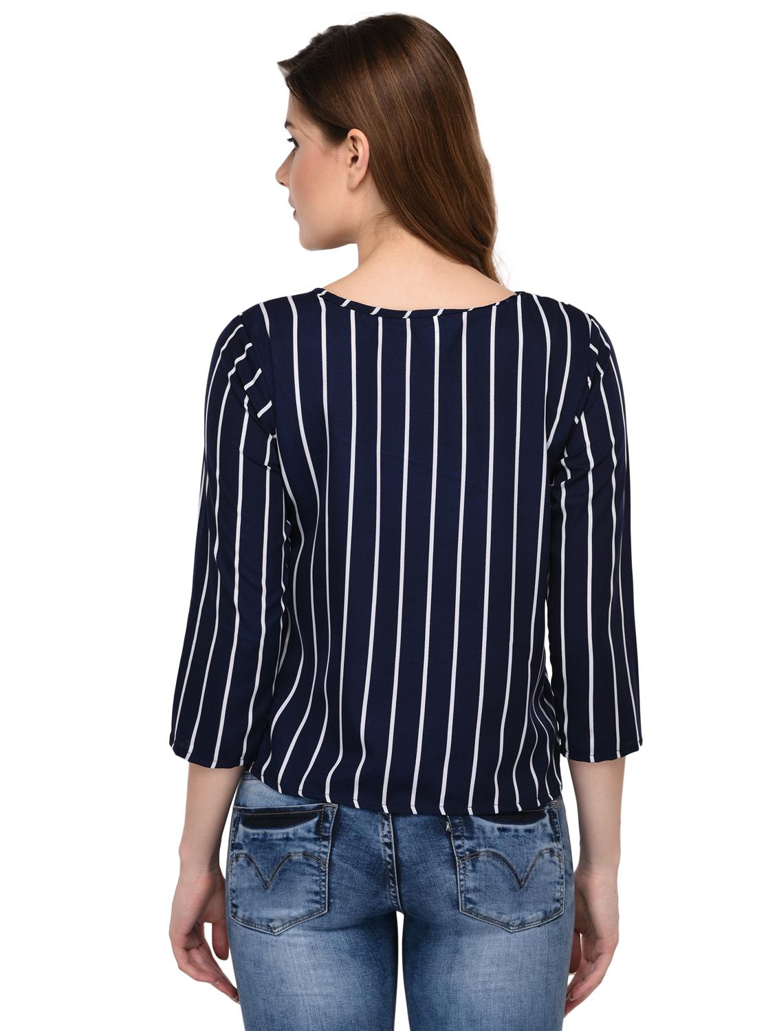 round neck striped top - 15607675 - Zoom Image - 3