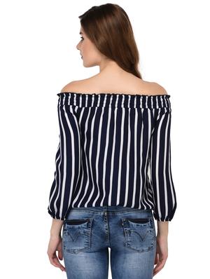 smocking detail striped bardot top - 15607676 - Standard Image - 3