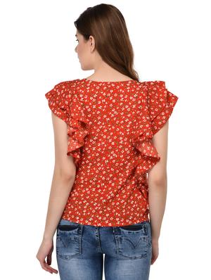 button up ditsy floral ruffled top - 15607677 - Standard Image - 3