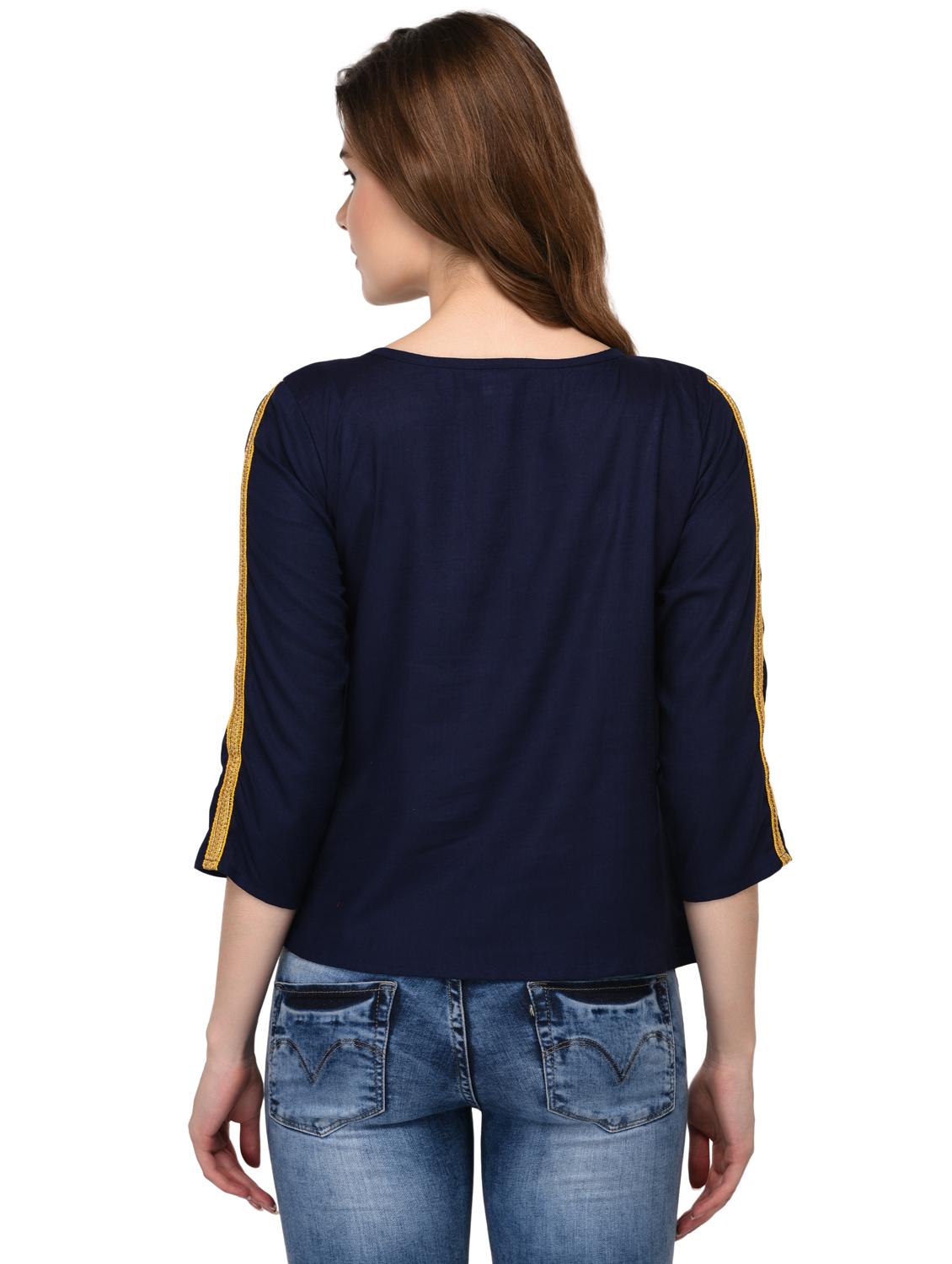 contrast lace tassel detail top - 15607679 - Zoom Image - 3