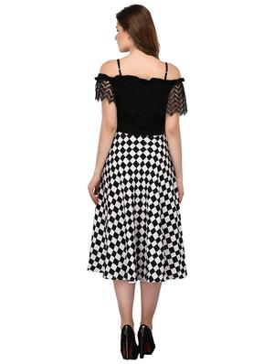 lace paneled fit and flare dress - 15607686 - Standard Image - 3