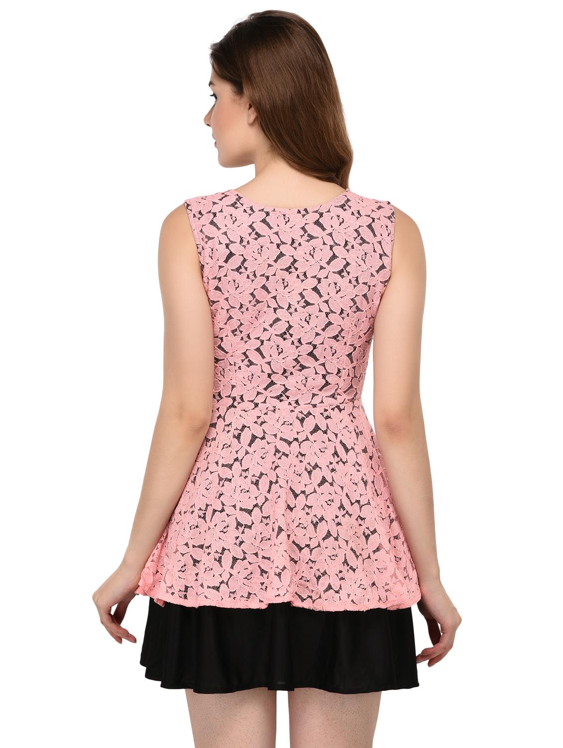 contrast lace overlay dress - 15607687 - Zoom Image - 3