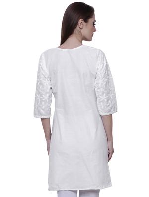 chikankari straight solid kurti - 15607902 - Standard Image - 3