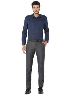 navy blue cotton blend formal shirt - 15608513 - Standard Image - 3