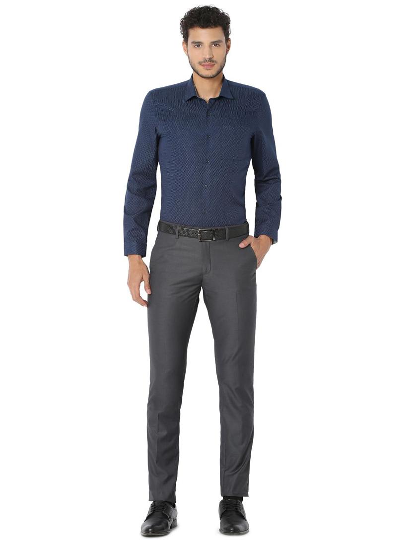 navy blue cotton blend formal shirt - 15608513 - Zoom Image - 3