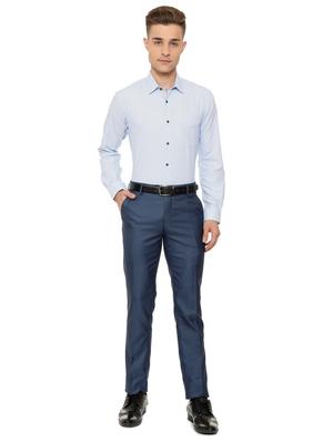 blue cotton blend formal shirt - 15608587 - Standard Image - 3