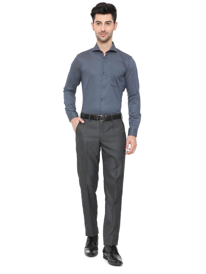 navy blue cotton formal shirt - 15608602 - Zoom Image - 3