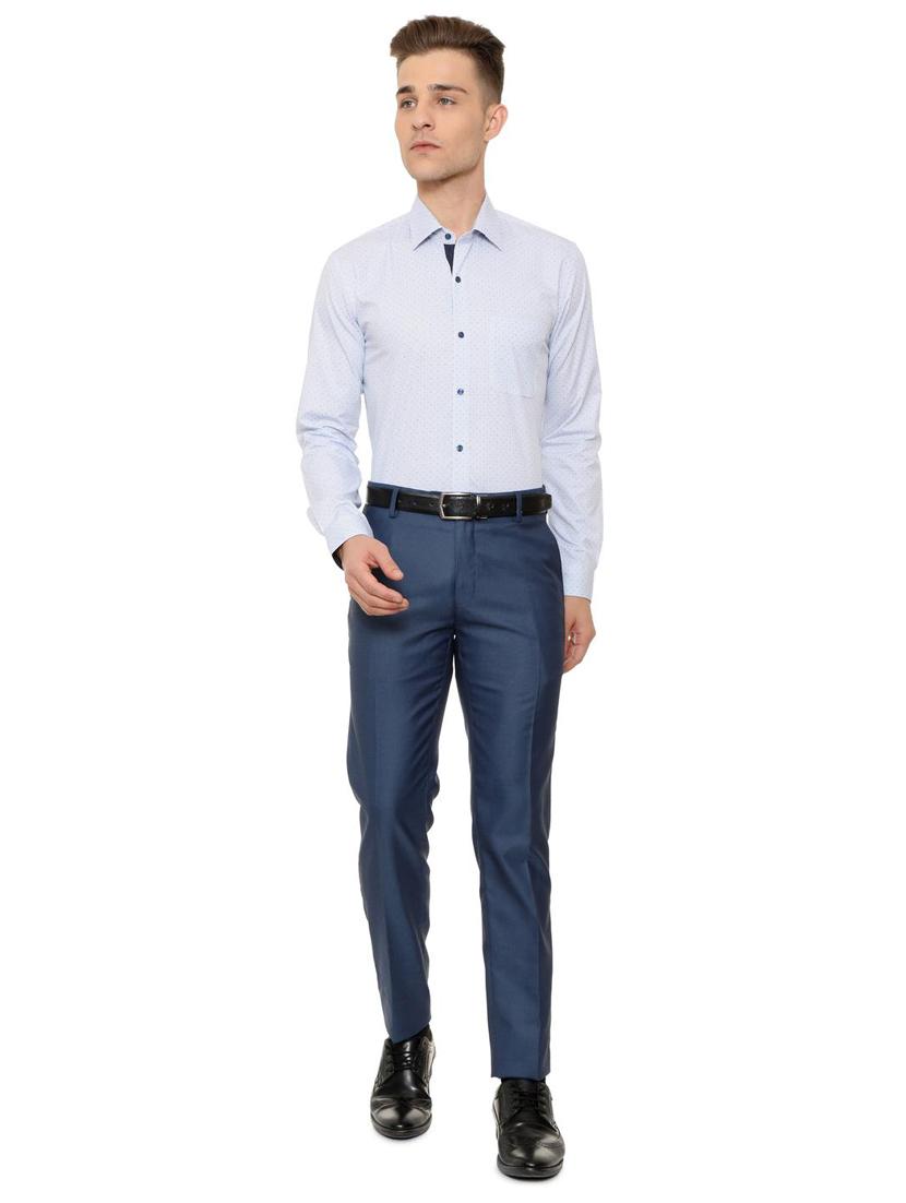 blue cotton formal shirt - 15608604 - Zoom Image - 3