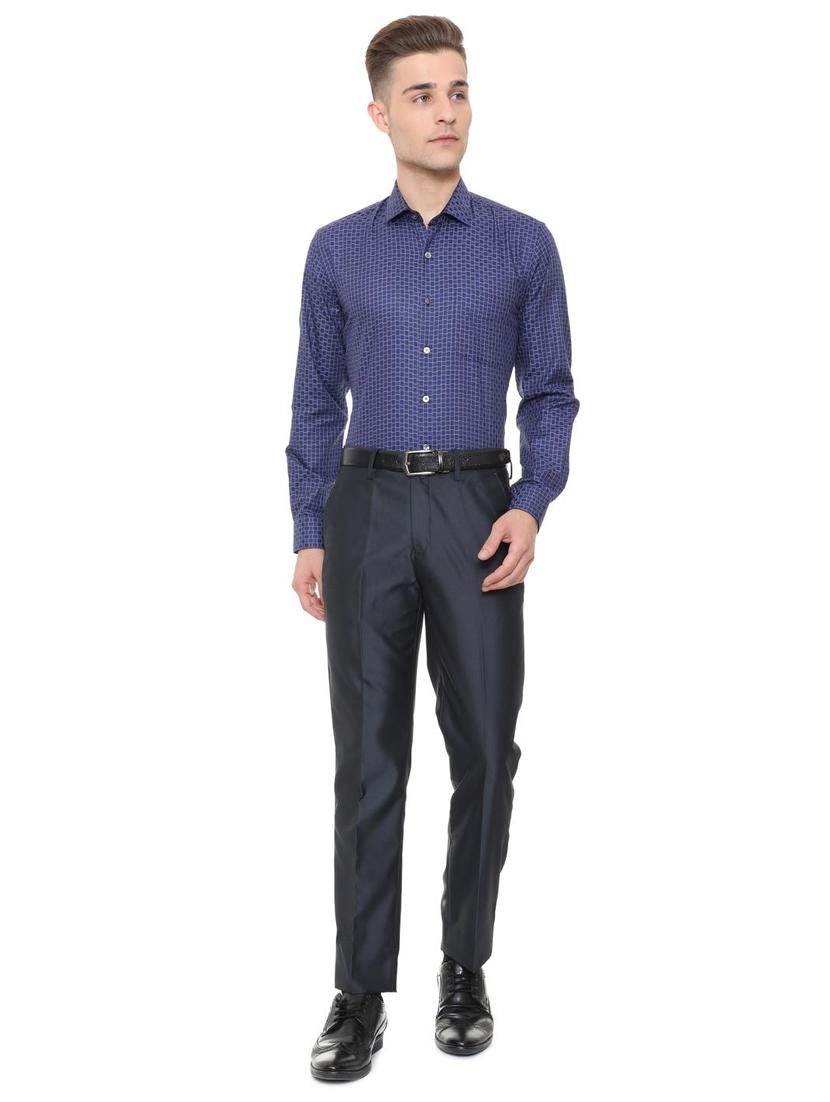blue cotton blend formal shirt - 15608607 - Zoom Image - 3
