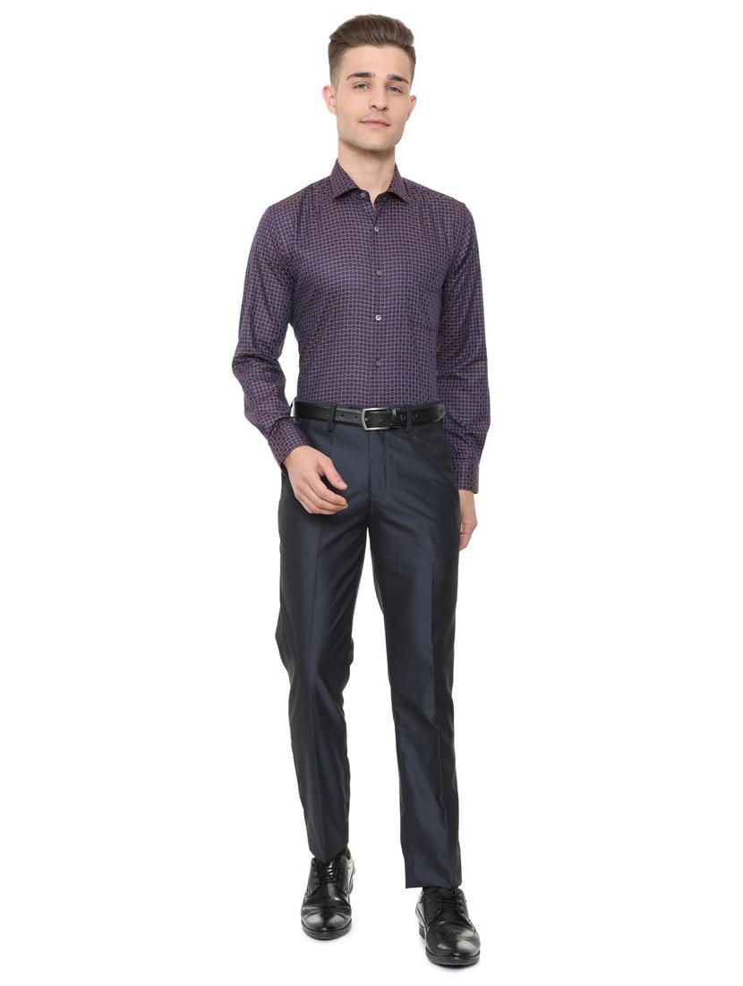 blue cotton blend formal shirt - 15608609 - Zoom Image - 3
