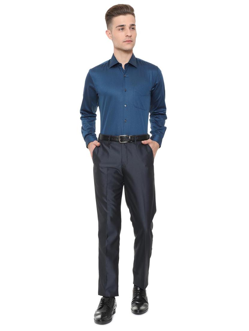 blue cotton formal shirt - 15608612 - Zoom Image - 3