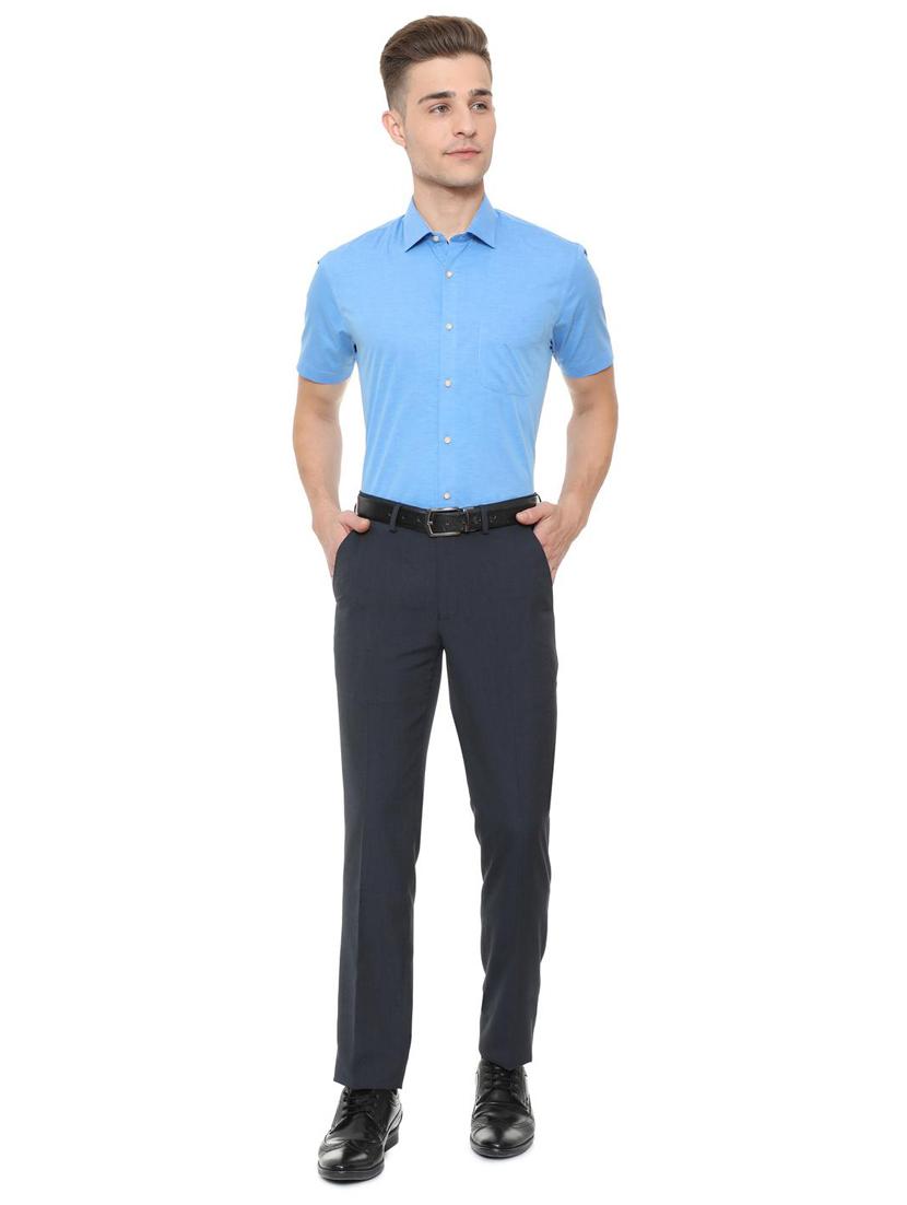 blue cotton blend formal shirt - 15608613 - Zoom Image - 3
