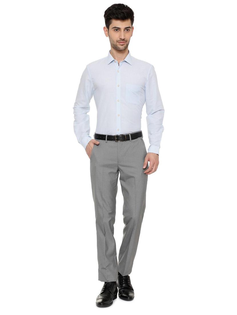 blue cotton blend formal shirt - 15608616 - Zoom Image - 3