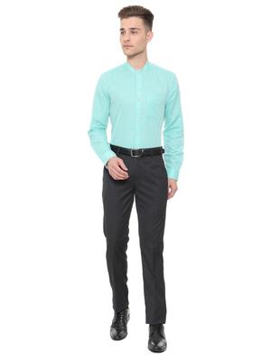 blue cotton blend formal shirt - 15608617 - Standard Image - 3