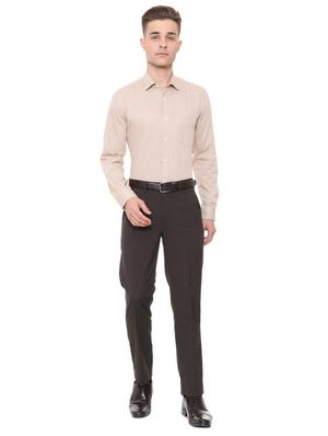 brown cotton blend formal shirt - 15608618 - Standard Image - 3