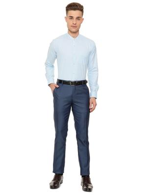 blue cotton blend formal shirt - 15608620 - Standard Image - 3