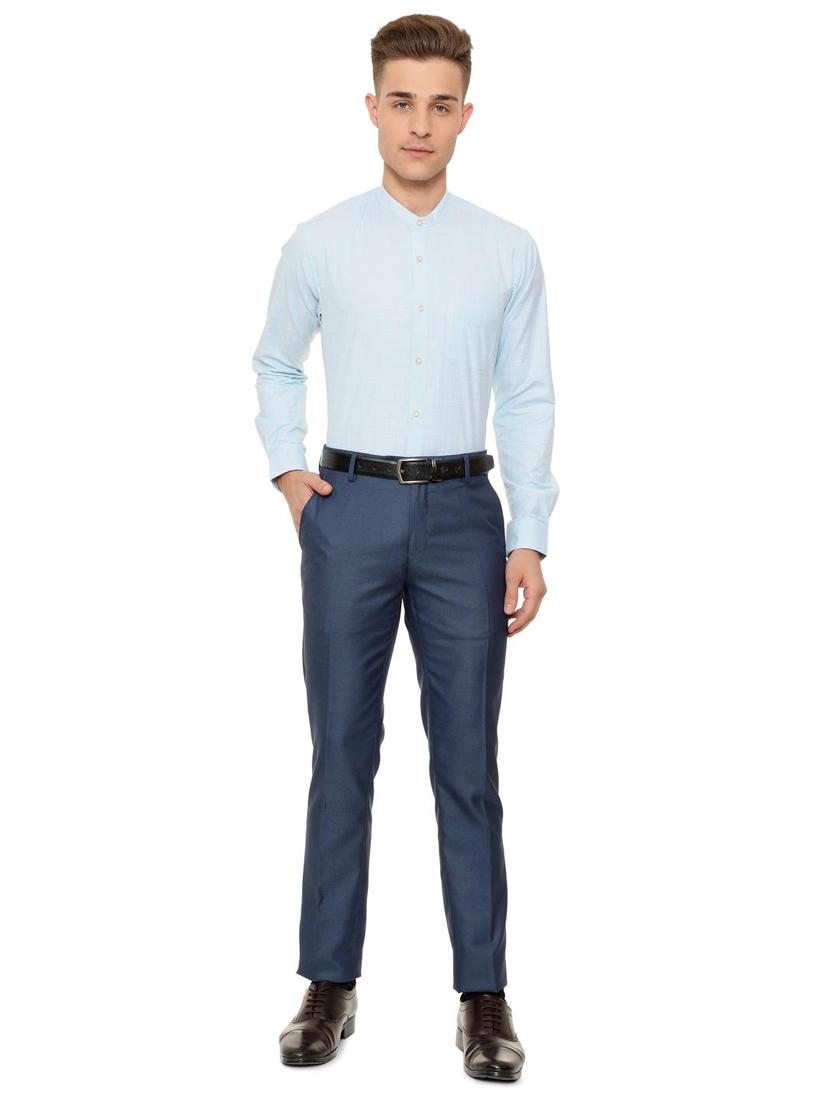 blue cotton blend formal shirt - 15608620 - Zoom Image - 3