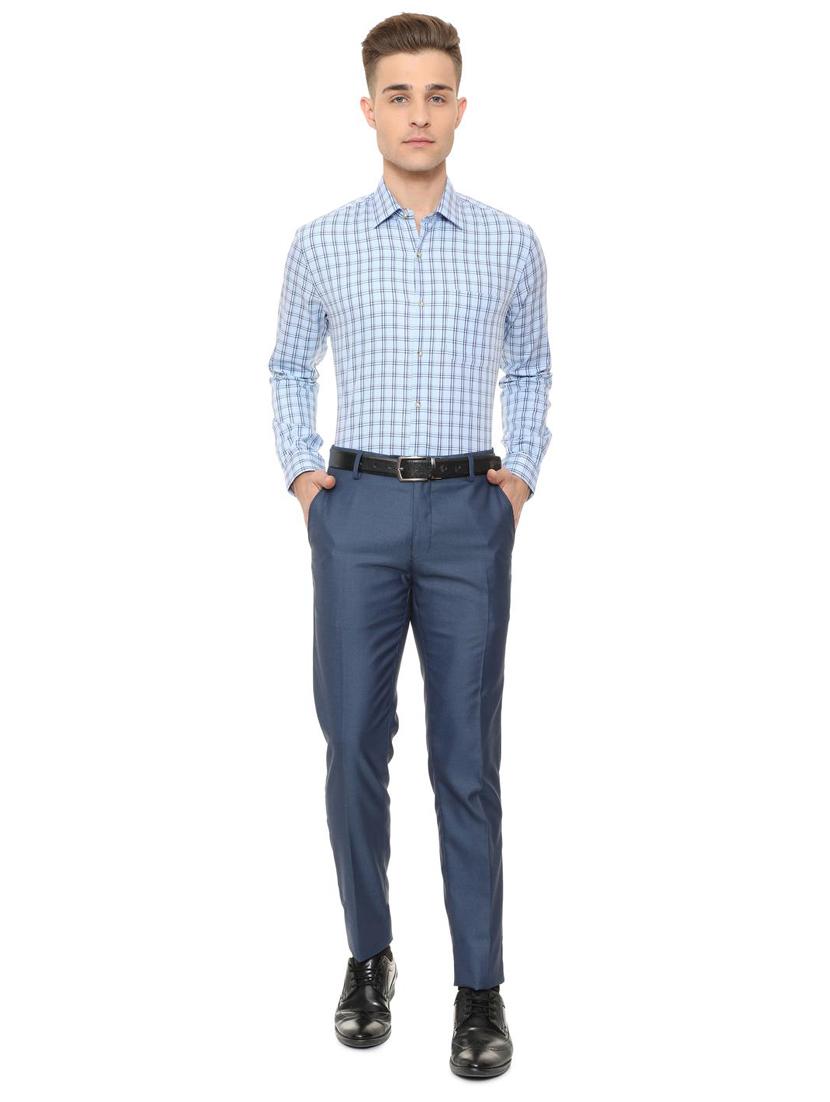blue cotton casual shirt - 15608656 - Zoom Image - 3