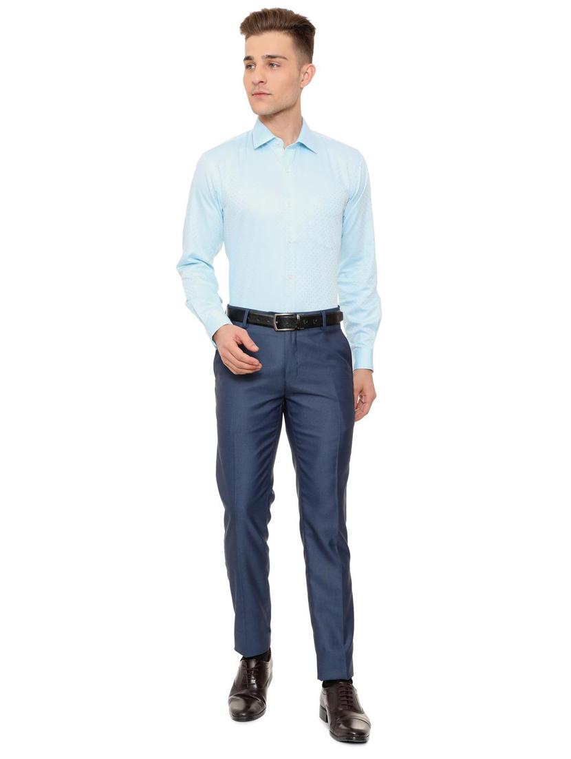blue cotton formal shirt - 15608659 - Zoom Image - 3