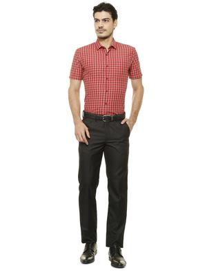 red cotton blend casual shirt - 15608684 - Standard Image - 3