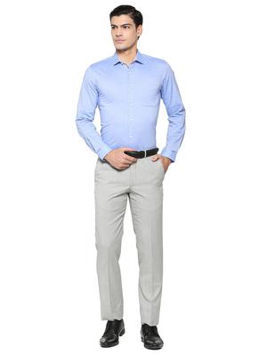 blue cotton blend formal shirt - 15608688 - Standard Image - 3