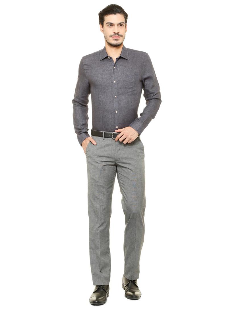 grey linen formal shirt - 15608716 - Zoom Image - 3