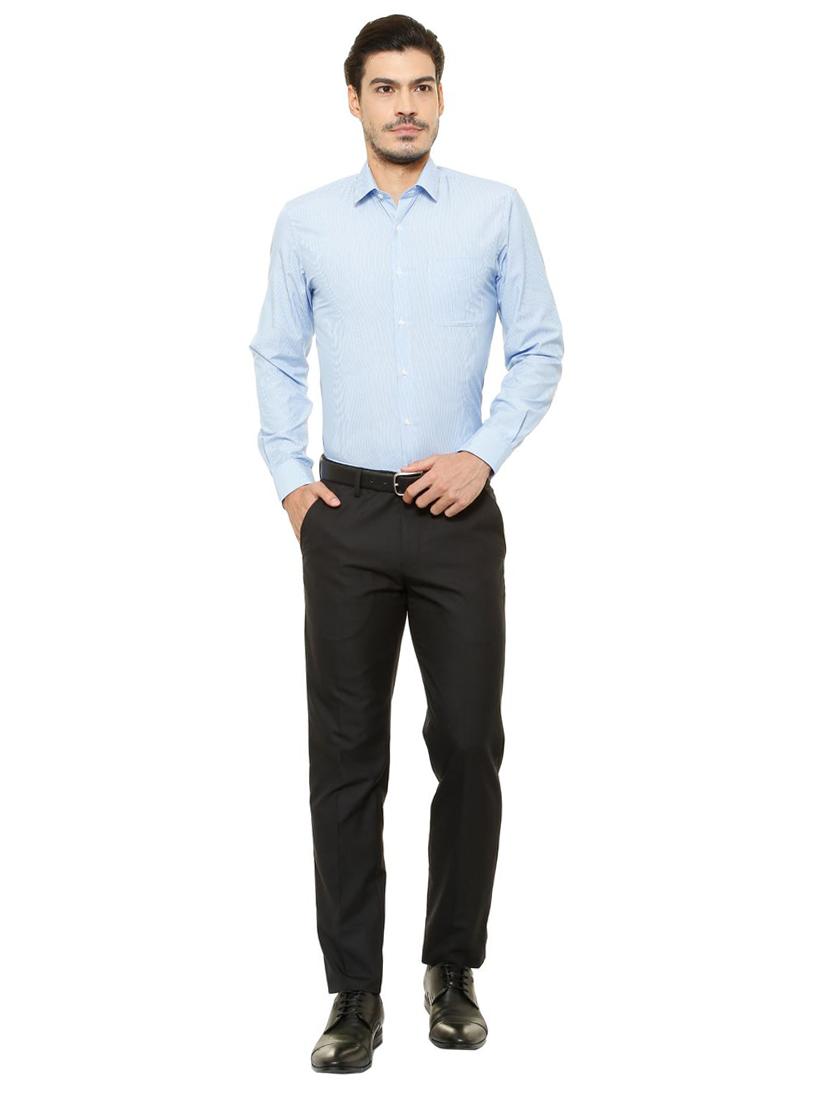blue cotton blend formal shirt - 15608746 - Zoom Image - 3