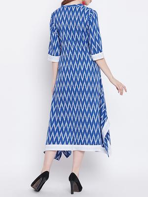 Indigo chevron a-line dress - 15608839 - Standard Image - 3