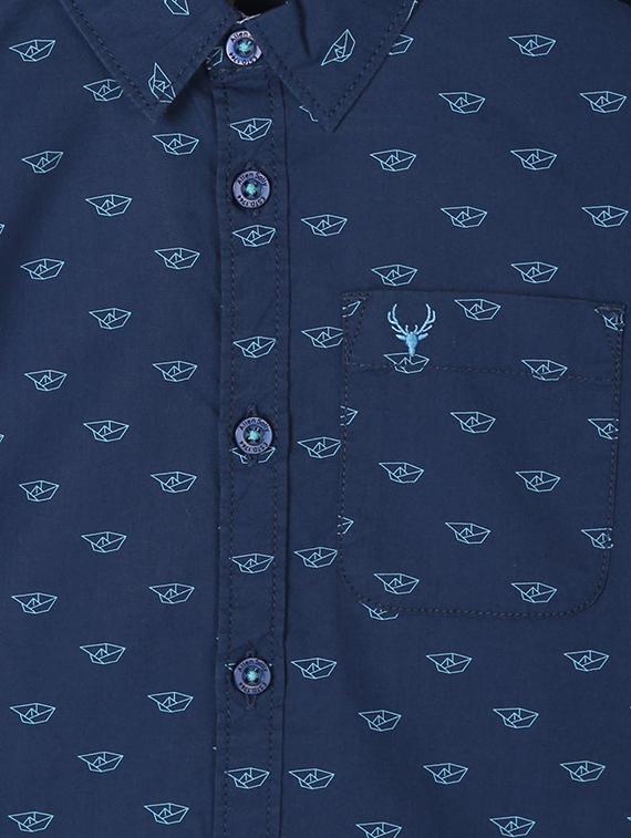 navy blue cotton shirt - 15608971 - Zoom Image - 3