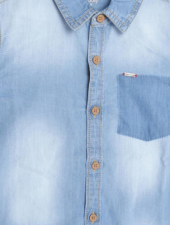 blue cotton blend shirt - 15609004 - Zoom Image - 3