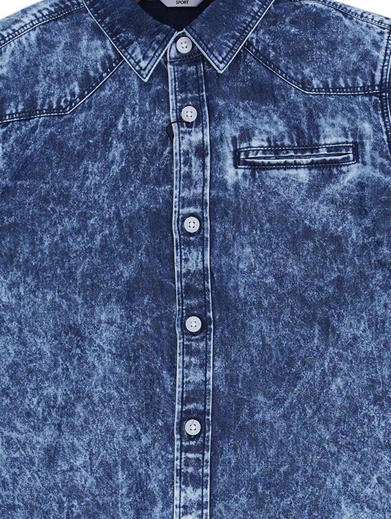 blue cotton blend shirt - 15609005 - Zoom Image - 3