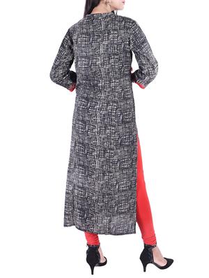 Printed straight kurta with tassels - 15609209 - Standard Image - 3