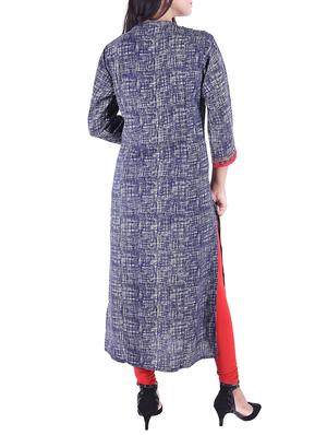 Printed straight kurta with tassels - 15609213 - Standard Image - 3