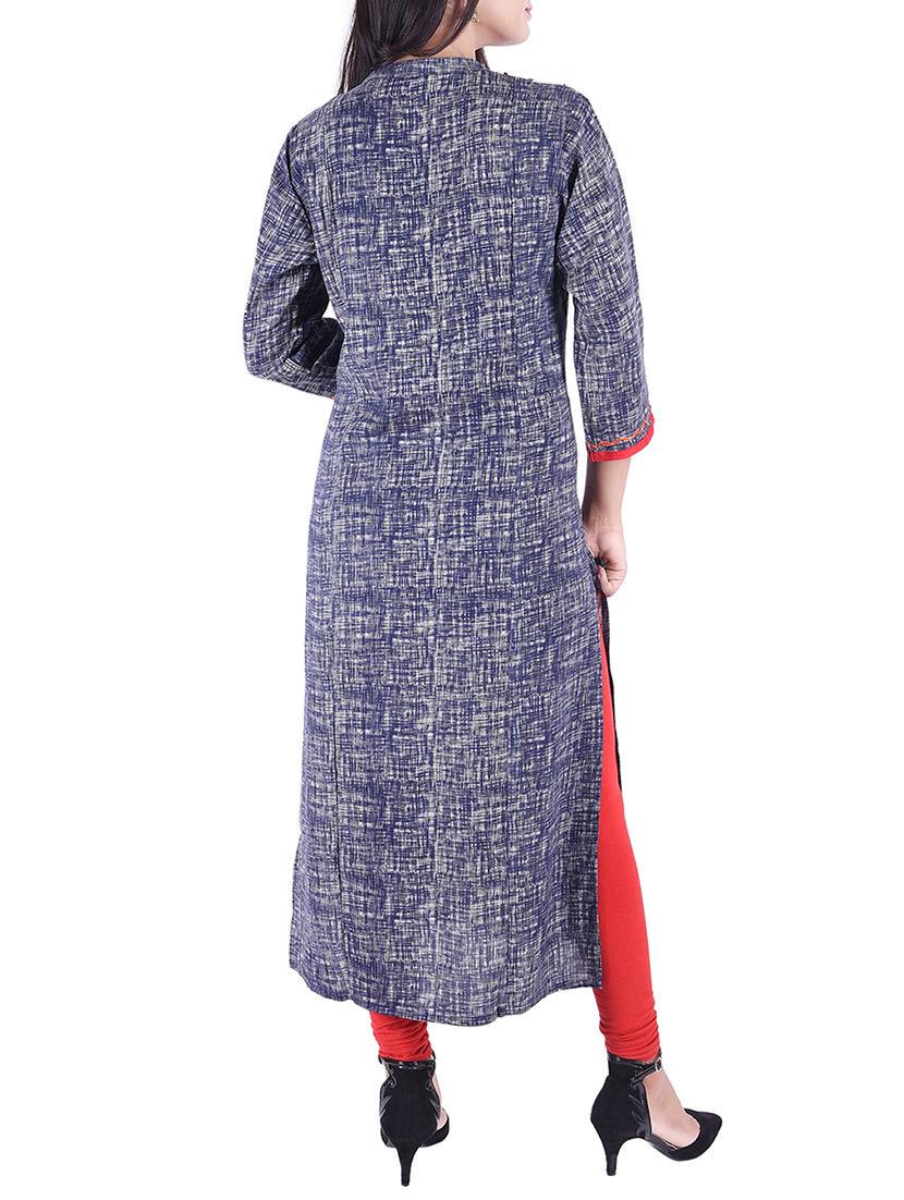 Printed straight kurta with tassels - 15609213 - Zoom Image - 3