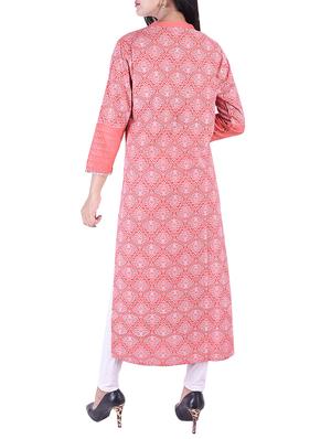 Foil Printed a-line kurta with tassels - 15609233 - Standard Image - 3