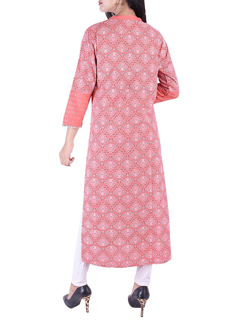 Foil Printed a-line kurta with tassels - 15609233 - Zoom Image - 3