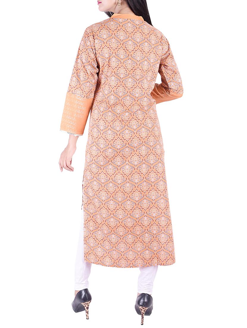 Printed straight kurta with tassels - 15609234 - Zoom Image - 3