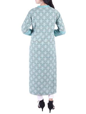 Foil Printed a-line kurta with tassels - 15609236 - Standard Image - 3