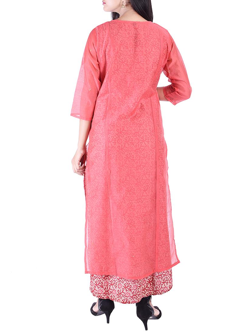 chanderi layered kurta - 15609237 - Zoom Image - 3