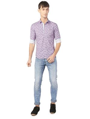 purple cotton blend casual shirt - 15609265 - Standard Image - 3