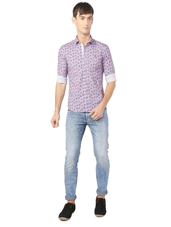 purple cotton blend casual shirt - 15609265 - Zoom Image - 3