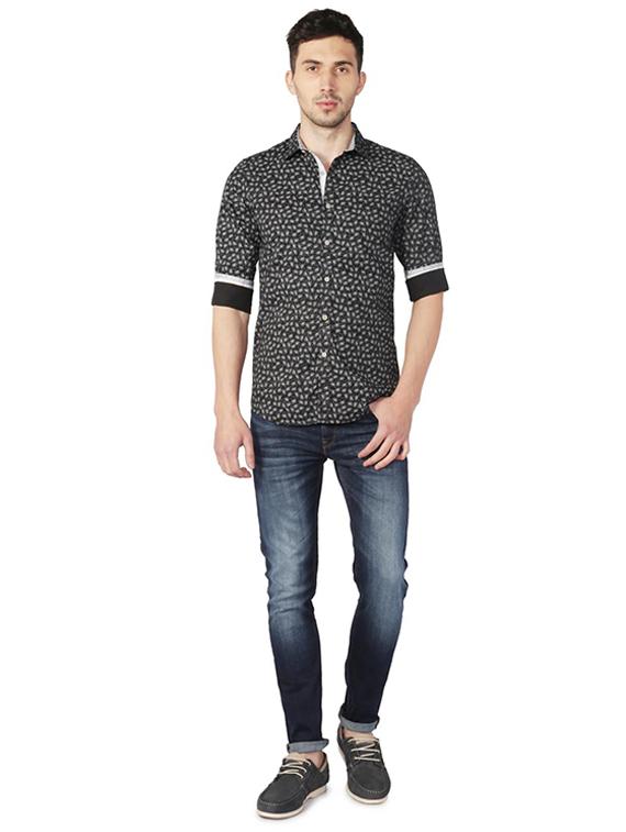 black cotton blend casual shirt - 15609266 - Zoom Image - 3
