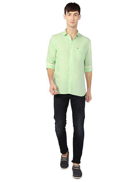 green cotton casual shirt - 15609268 - Zoom Image - 3