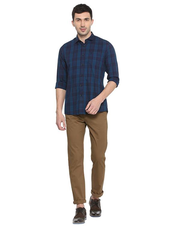 blue cotton casual shirt - 15609269 - Zoom Image - 3